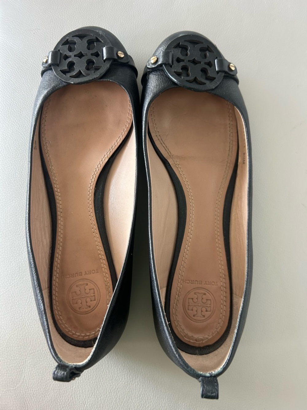 Tory Burch Black Logo Ballet Flats